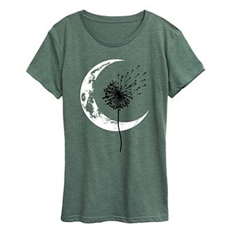 Women's Dandelion Crescent Moon Graphic Tee