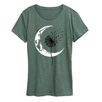 Women's Dandelion Crescent Moon Graphic Tee