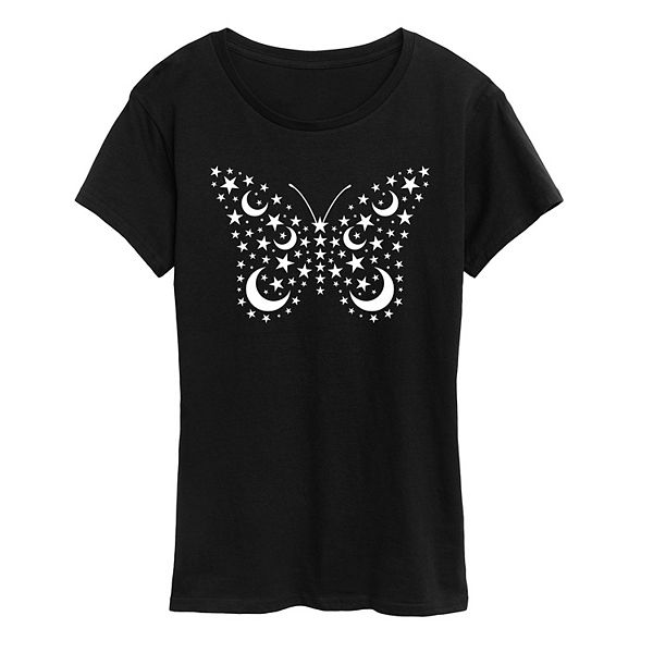 Women's Stars And Moons Butterfly Graphic Tee