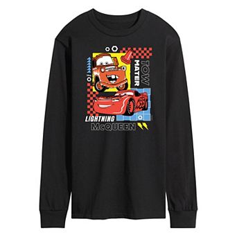 Disney / Pixar's Cars Tow Mater & Lightning McQueen Men's Grid Long Sleeve Graphic Tee