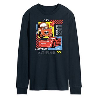 Disney / Pixar's Cars Tow Mater & Lightning McQueen Men's Grid Long Sleeve Graphic Tee