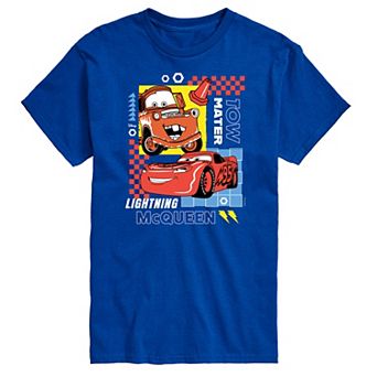 Disney / Pixar's Cars Tow Mater & Lightening McQueen Men's Grid Graphic Tee