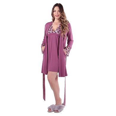 Women's Enchanted Romance Floral Accent Embroidered Robe