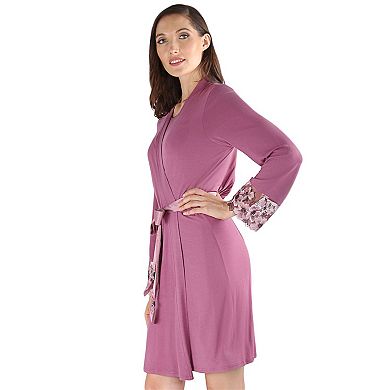 Women's Enchanted Romance Floral Accent Embroidered Robe