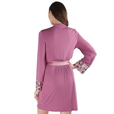Women's Enchanted Romance Floral Accent Embroidered Robe