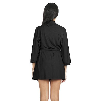 Women's Luxe Ribbed Open-Front Short Robe