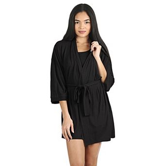 Women's Luxe Ribbed Open-Front Short Robe