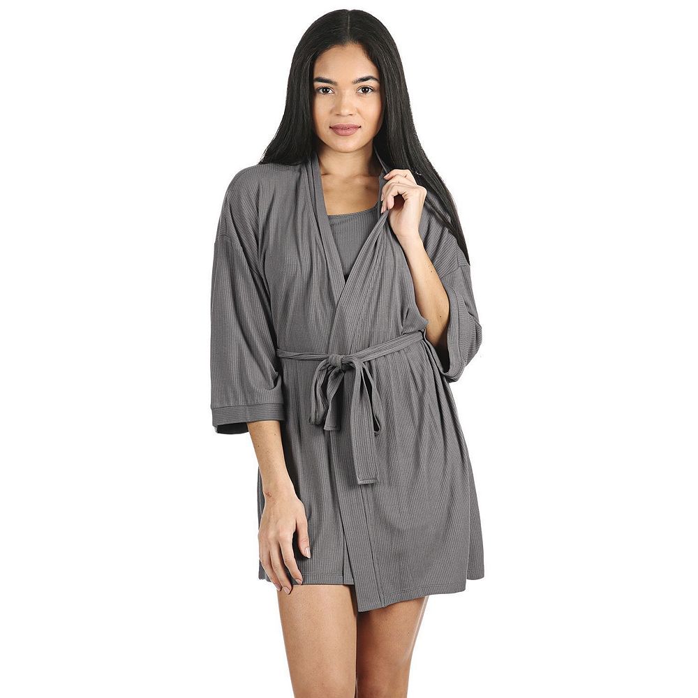Women's Luxe Ribbed Open-Front Short Robe