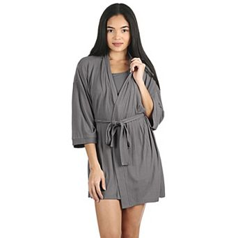 Women's Luxe Ribbed Open-Front Short Robe