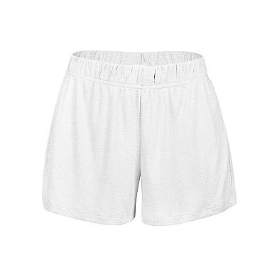 Women's Soft Knit Ribbed Slub Loose Fit Lounge Shorts
