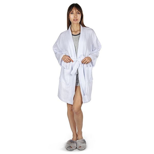 Women's 100 Cotton Woven Gauze Short Kimono Robe