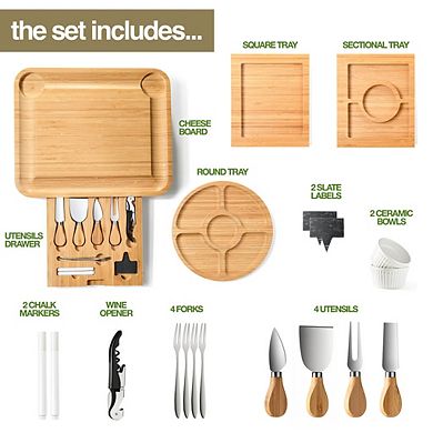 Cheese and Meat Board - Simple Charcuterie Board with Serving Utensils
