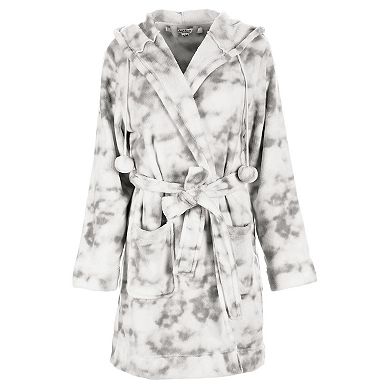 Women's Marble Luxe Fleece Plush Pom Pom Lounge Robe