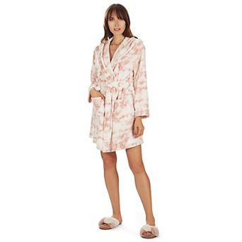 Women's Marble Luxe Fleece Plush Pom Pom Lounge Robe