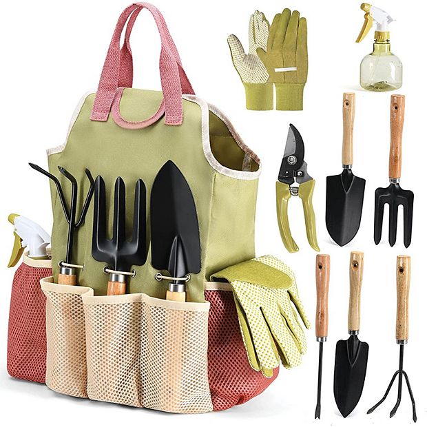 Complete Garden Tool Kit Comes With Bag & Gloves,Garden Tool Set with  Spray-Bottle