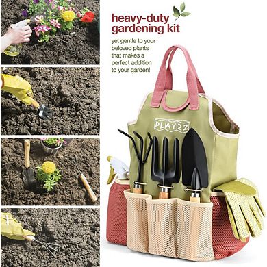Complete Garden Tool Kit Comes With Bag & Gloves,Garden Tool Set with Spray-Bottle