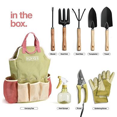 Complete Garden Tool Kit Comes With Bag & Gloves,Garden Tool Set with Spray-Bottle