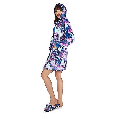 Women's Stardust Galaxy Tie Dye Plush Hooded Robe