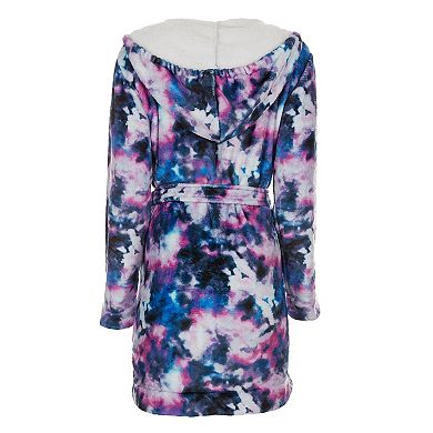Women's Stardust Galaxy Tie Dye Plush Hooded Robe