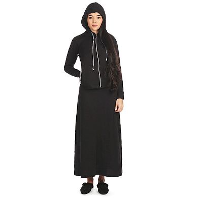 Women's Cotton Blend French Terry Zippered Lounger Gown Set