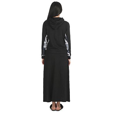 Women's Cotton Blend French Terry Zippered Lounger Gown Set