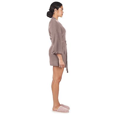 Women's Warm Sweater Knit Short Open-Front Lounge Robe