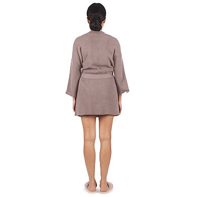 Women's Warm Sweater Knit Short Open-Front Lounge Robe