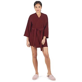 Women's Warm Sweater Knit Short Open-Front Lounge Robe
