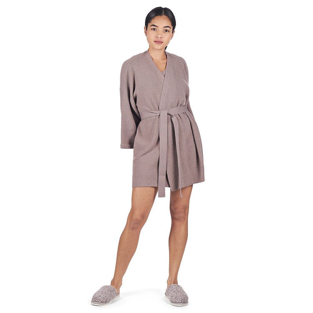 Women's Warm Sweater Knit Short Open-Front Lounge Robe
