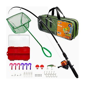 Fishing Pole Set - 32 pc Fishing Rod Combos Includes Tackle, Gear, Lures, Net, Carry On Bag