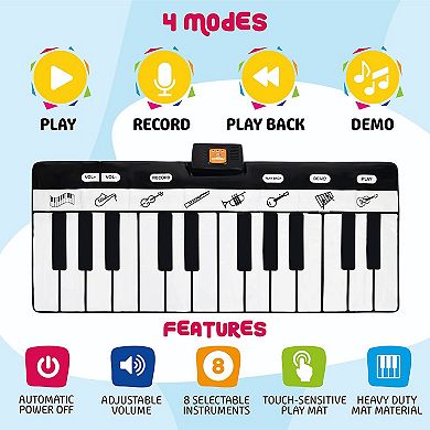 Keyboard Playmat 71" - 24 Keys Piano Play Mat has Record, Playback, Demo, Play, Adjustable Vol.