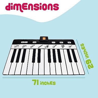 Keyboard Playmat 71" - 24 Keys Piano Play Mat has Record, Playback, Demo, Play, Adjustable Vol.