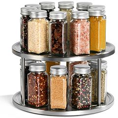 Talented Kitchen 2 Pack Spice Rack Organizer With 24 Glass Spice Jars Seasoning  Containers 4 Oz, Spice Labels & 3-tier Rack For Cabinets : Target