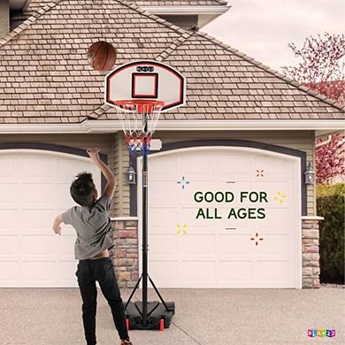 Kids Adjustable Basketball Hoop Height 5-7 FT - Basketball Hoop Stand with Wheels & Fillable Base