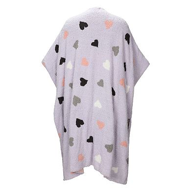 Women's Hearts Cozy Knit Wearable Throw Robe