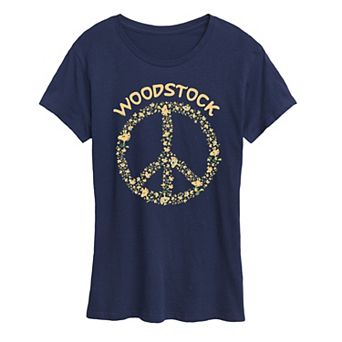 Women's Peanuts Woodstock Peace Sign Graphic Tee