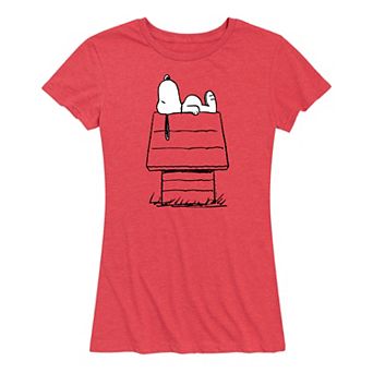Women's Peanuts Snoopy On Doghouse Graphic Tee