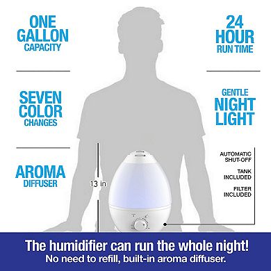 Bell+Howell One Gallon Ultrasonic Color Changing Cool Mist Diffuser & Humidifier