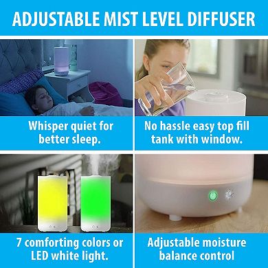 Bell+Howell One Gallon Ultrasonic Color Changing Top Fill Cool Mist Aroma Diffuser & Humidifier