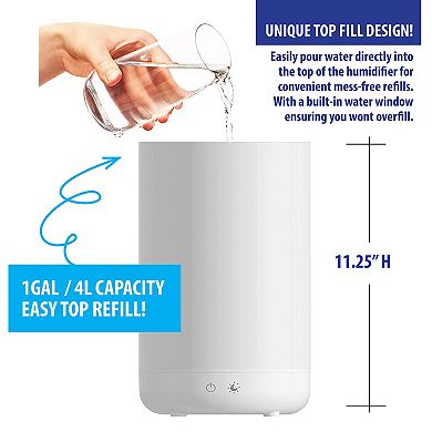 Bell+Howell One Gallon Ultrasonic Color Changing Top Fill Cool Mist Aroma Diffuser & Humidifier