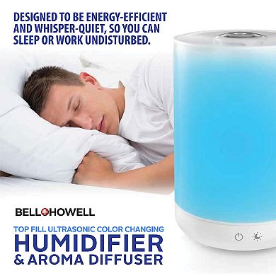 Bell+Howell One Gallon Ultrasonic Color Changing Top Fill Cool Mist Aroma Diffuser & Humidifier