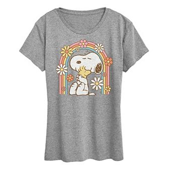 Women's Peanuts Snoopy & Woodstock Rainbow Graphic Tee