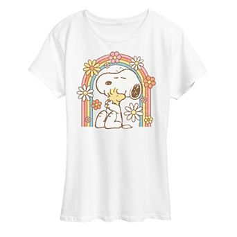 Women's Peanuts Snoopy & Woodstock Rainbow Graphic Tee