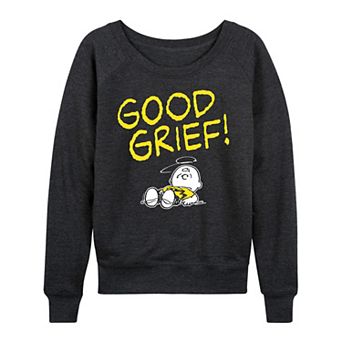 Women's Peanuts Charlie Brown Good Grief French Terry Long Sleeve Tee