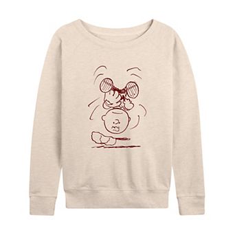 Women's Peanuts Charlie Brown Flipped French Terry Long Sleeve Tee