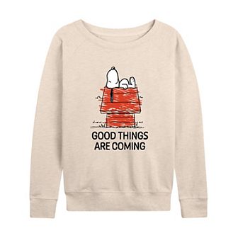 Women's Peanuts Snoopy Good Things Are Coming French Terry Long Sleeve Tee