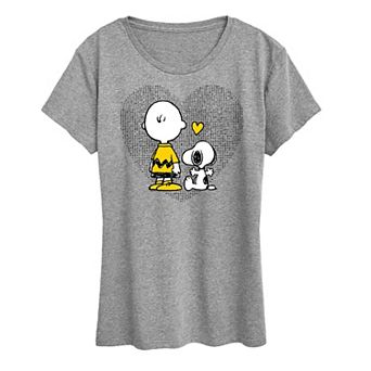 Women's Peanuts Charlie Brown & Snoopy Dot Heart Graphic Tee