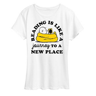 Women's Peanuts Charlie Brown Reading Journey Graphic Tee