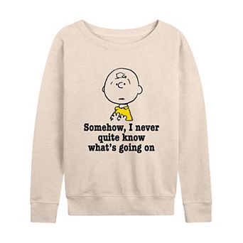 Women's Peanuts Charlie Brown What's Going On French Terry Long Sleeve Tee