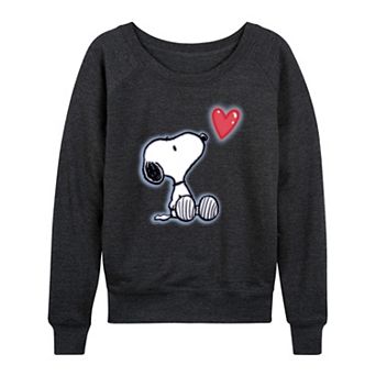 Women's Peanuts Snoopy Heart French Terry Long Sleeve Tee
